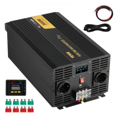 Afbeelding van VEVOR Pure sinusomvormer, 3000 W DC 24 V naar AC 230 V, auto omvormer met lcd scherm, USB poort afstandsbediening voor camper, zonne systeem, reizen, camping