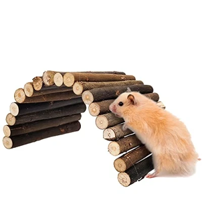 Afbeelding van INHEMING Natural Living brug, flexibele knaagbrug cavia&#039;s, wilgenbrug, hamsterspeelgoed, ladder, brug van hout, knaagdierbrug, knaagdieren voor hamsters, konijnen, 23,5 x 12 cm