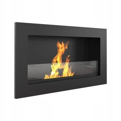 Afbeelding van KRATKI Golf 2 Indoor Bio ethanol Haard Wandmontage Vuurplaats Biocontainer 0,2 l TÜV gecertificeerd gepoedercoat staal met beglazing 36 x 62 cm