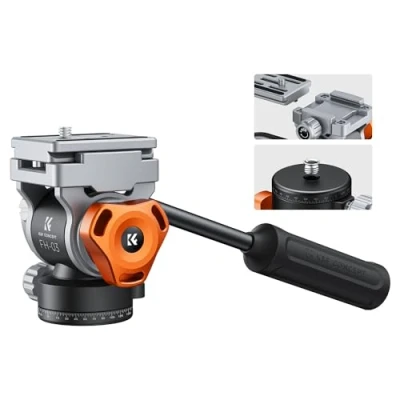 Afbeelding van K&amp;F Concept Vloeibare kop statiefmontage, verstelbare dempende pan kantelkop met flexibele 360 &amp; +90 / 90 kanteling, Arca Swiss Metal QR Plate, onderkant 1/4 &quot;+3/8&quot; schroefdraadgat,