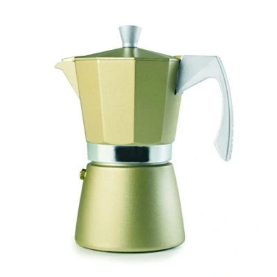 Afbeelding van IBILI Percolator, Evva, goudkleurig, 6 kopjes, 300 ml, gegoten aluminium, geschikt voor inductie