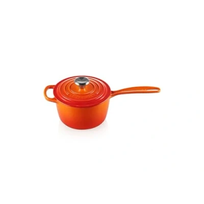 Afbeelding van Le Creuset Signature 211811609 Steelpan met lekvrije schenkrand en geventileerd deksel, geëmailleerd gietijzer, voor alle kookplaten, 16 cm, 1,2 liter, Volcanic