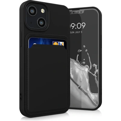 Afbeelding van kwmobile telefoonhoesje geschikt voor Apple iPhone 13 mini Hoesje met pasjeshouder TPU case in zwart