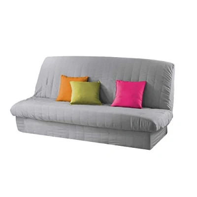 Afbeelding van DOUCEUR D&#039;INTERIEUR Click CLACK Cover Gewatteerde +Base Band Plain Polyester Essentiel GRIS, Grijs, Driezitplaatsen