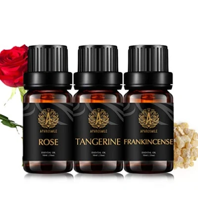 Afbeelding van 100% pure mandarijn etherische olie kit voor het maken van kaarsen, aromatherapie wierook set massage, 3 x 10 ml roos oliën diffuser