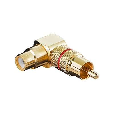 Afbeelding van Tulp haakse audio adapter rood / verguld (metaal)