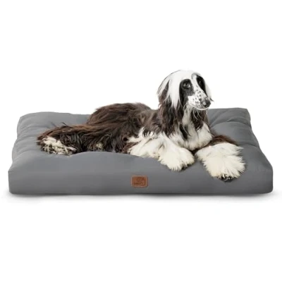 Afbeelding van BEDSURE Hondenkussen voor grote honden, wasbaar, 120 x 90 cm, hondenmatras, waterdicht, XXL, grote, middelgrote outdoor, gevoerd, hondenmat, donkergrijs, 10 cm hoog, XL koelmat