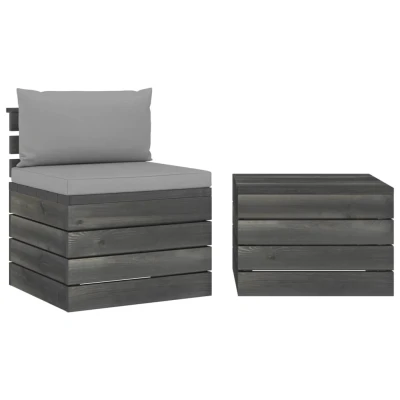 Afbeelding van 2 delige Loungeset met kussens pallet massief grenenhout