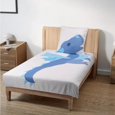 Afbeelding van Homelevel kinderbeddengoed met dekbedovertrek en kussensloop Kinderbed set 135 x 200 cm Sneldrogend eenvoudig te wassen Draak design
