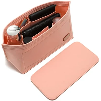 Afbeelding van Doxo Tasorganizer inzet Handtassen &amp; Vilten Draagtas past in de LV Speedy 35 en Neverfull MM (Roze Large Combinatie)