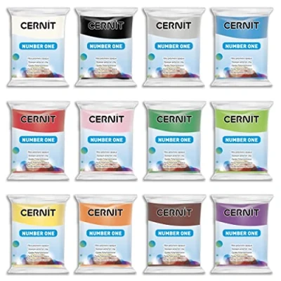 Afbeelding van CERNIT CE0900012K01C, 12 stuks polymeerdeeg, primaire en secundaire kleuren, boetseerklei nr. 1, verschillende blokken van 56 g, doe het zelf, volwassenen, creaties