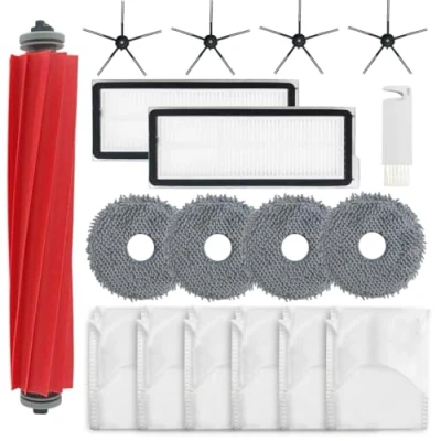 Afbeelding van HomeTimes Reserveonderdelen voor Roborock Qrevo Pro Q Revo Maxv robotstofzuiger, accessoires met 2 rubberen borstels, HEPA filters, 6 dweilpads, 4 zijborstels, stofzakken, 18 delig