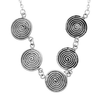 Afbeelding van Behave Zilverkleurige ketting met spiraalvormige hangers