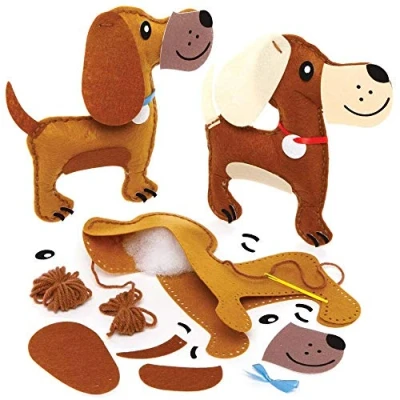 Afbeelding van Baker Ross FE367 Honden Kussen Naai Sets Pakket van 2, set voor Kinderen, Creatieve Activiteiten Ideaal Knutselproject