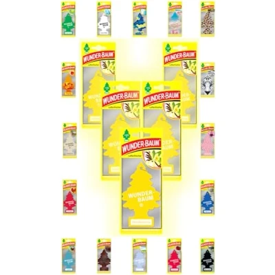 Afbeelding van Wunder Baum Autogeur luchtverfrisser geurboom geuren 5 stuks + stift light tribe (vanille)