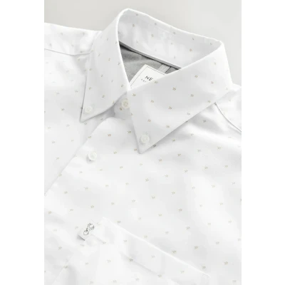 Afbeelding van Next Regular FIT EASY IRON Short Sleeve Print Overhemd, Heren, Maat: Small, White