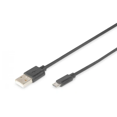 Afbeelding van Digitus USB kabel 2.0 A stekker, micro B stekker 1.00 m Zwart Rond, Afgeschermd (dubbel) DB 300127 010 S