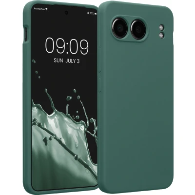 Afbeelding van kwmobile telefoonhoesje compatibel met OnePlus Nord 4 5G hoesje Back cover siliconen coating Smartphone case in dennengroen