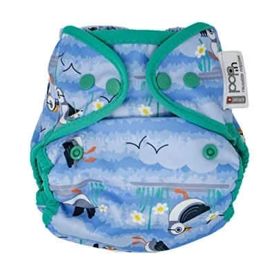 Afbeelding van Pop in Single Nappy Wrap, Blauwe Puffin