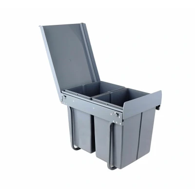 Afbeelding van 4cookz® Duo Inbouw Prullenbak Afvalscheiding 2x 20 liter 34 cm