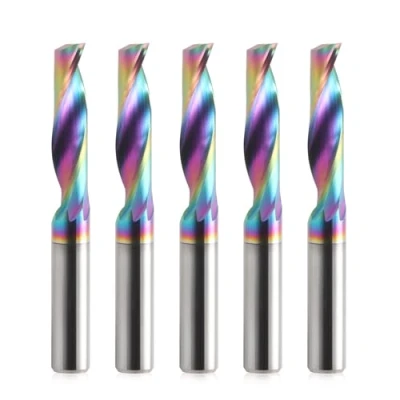 Afbeelding van CNC frees met een groef voor aluminium, 6 mm schacht, enkele soldeerfrees, spiraalfrees bit VHM DLC coating, snijdiameter eindfrees, volledig hardmetalen schachtfrees, 5 stuks