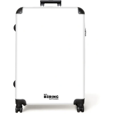 Afbeelding van NoBoringSuitcases.com® Koffer groot Reiskoffer lichtgewicht Witte print Rolkoffer met 4 wielen Grote trolley XL 98 liter bagage