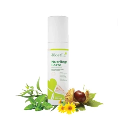 Afbeelding van Biostile Nutrilegs Forte 100 ml massagecrème met 14 natuurlijke ingrediënten ter ondersteuning van de bloedsomloop en verlichting spataderen