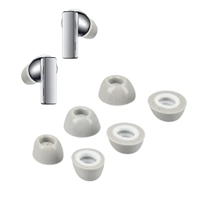 Afbeelding van kwmobile 6x cover voor oordopjes Compatibel met Huawei FreeBuds Pro Van memory foam in wit Maat S, M en L