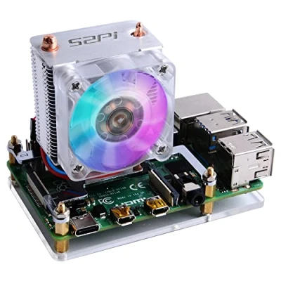 Afbeelding van GeeekPi ICE Tower CPU ventilator voor Raspberry Pi 4 Model B en 3B + 3 (transparant)