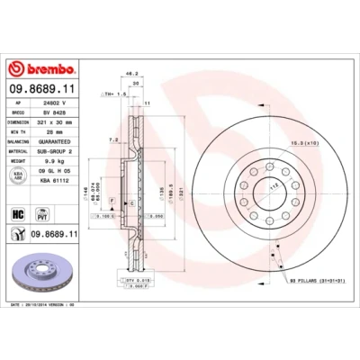 Afbeelding van Brembo Remschijf 09.8689.11
