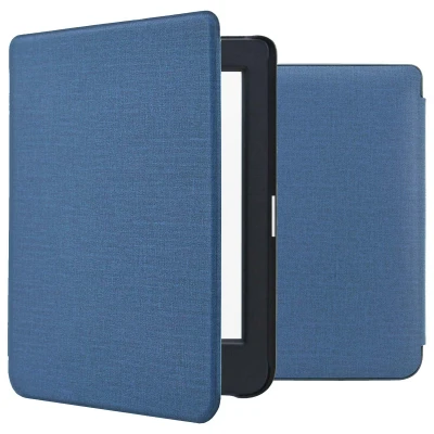 Afbeelding van Kobo Nia Hoes: iMoshion Canvas Sleepcover Bookcase zonder stand Donkerblauw Kunstleder E Reader Hoezen