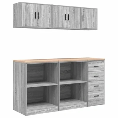 Afbeelding van vidaXL Garagekasten 6 st bewerkt hout sonoma grijs