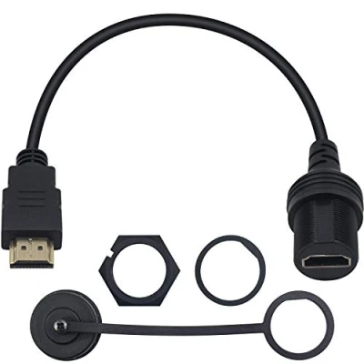 Afbeelding van Duttek HDMI inbouw kabel, Flush Dash Panel Mount Kabel Mannelijk naar Vrouwelijk Verlengcode voor Auto, Vrachtwagen, Boot, Motorfiets Dashboard 30cm/12 inch