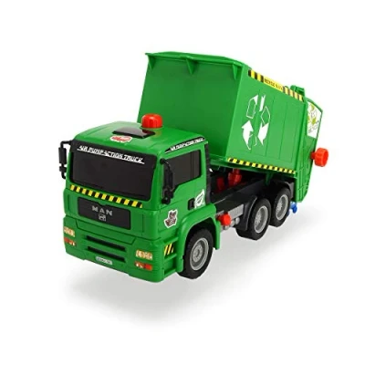 Afbeelding van Dickie Toys 203186395 Air Pump Garbage Truck, afvalafvoer met luchtpompfunctie, afvalauto, recycling, pneumatisch beweegbare container, 31 cm, vanaf 4 jaar