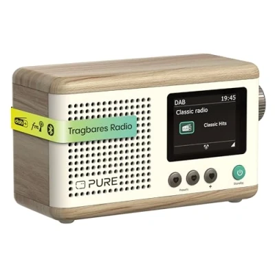 Afbeelding van Pure Classic Mini Cotton Wit/Eiken, portabel DAB+ radio met Bluetooth
