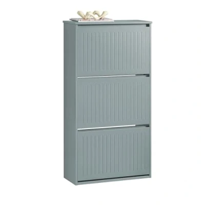 Afbeelding van SoBuy Schoenenkast met 3 Flappen, Schoenencommode, Schoenenrek, Schoenenkist, Gangkast, Opbergkast voor Schoenen, Inkomhal, Woonkamer, Slaapkamer, LBH 61x26x120 cm, Grijs, FSR165 H HG