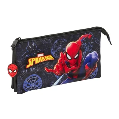 Afbeelding van Safta Spiderman Attack Pennenetui voor kinderen, ideaal kinderen op schoolleeftijd, comfortabel en veelzijdig, kwaliteit duurzaamheid, 22 x 3 12 cm, Zwart, M, Casual