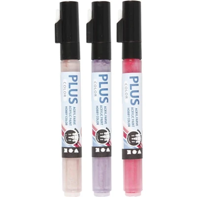 Afbeelding van Plus color verfmarkers 1 2 mm lichtroze, roze, lila 3st