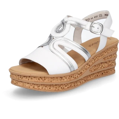 Afbeelding van Gabor Sandalen met plateauzool, Dames, Maat: 41, Weiss silber Leer