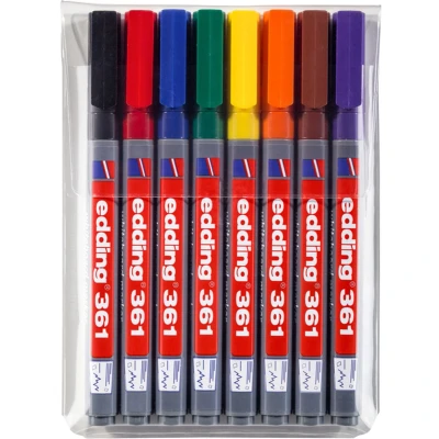 Afbeelding van edding Whiteboardmarker 363 8 markers Beitelpunt Schrijfbreedte van 1 5mm Sneldrogend
