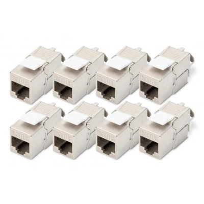 Afbeelding van DIGITUS Keystone module Cat 6A Afgeschermd 8 stuks RJ45 bus 500 MHz 10GBase T AWG 26 22 Montage zonder gereedschap