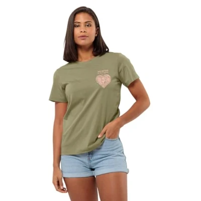 Afbeelding van Jack Wolfskin Discover Heart Sport Tshirt, Dames, Maat: XS, Bay leaf