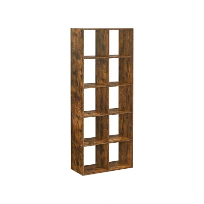 Afbeelding van Boekenkast Boekenplank Opbergmeubel 10 Vakken Bruin Spaanplaat 30cm x 65,5cm 161,5cm