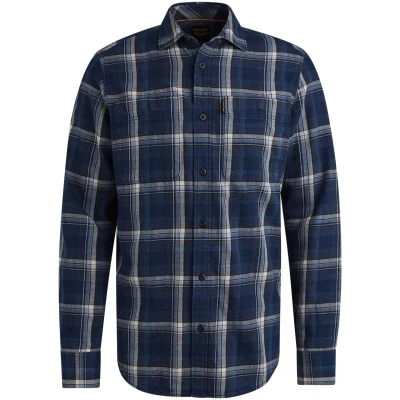 Afbeelding van Pme Legend Long Sleeve Shirt Indigo Yd Check Psi2411236 Marine Blauw Heren The Stone