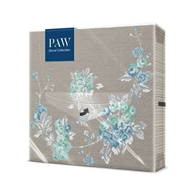 Afbeelding van PAW 3 laags Papieren Servetten. 33 x cm, 20 Stuks. Gedrukt met inkt op Waterbasis. Natuur, bladeren, tuin. Perfect voor verjaardagsfeestjes, barbecues in de tuin, feestjes vrienden.