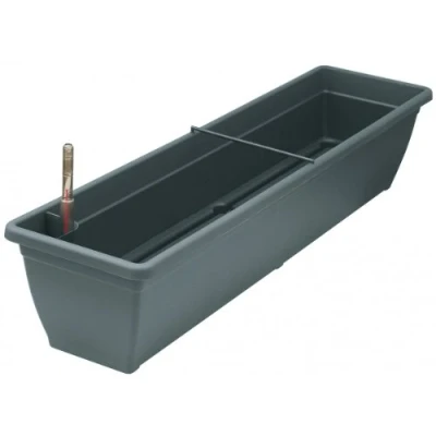 Afbeelding van Geli Aqua Toscana bloembak van kunststof, plastic, inclusief Irrigatie en waterniveau indicator, kleur: antraciet, lengte: 100 cm