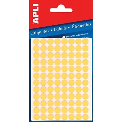 Afbeelding van Apli Ronde Etiketten In Etui Diameter 8 Mm, Fluo Geel, 288 Stuks, 96 Per Blad (2079) Etiket