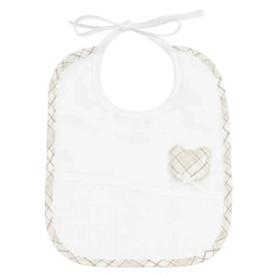 Afbeelding van FILET 2230TAUPE slabbetjes van zachte badstof 100% katoen met zak Aida stof om te borduren kruissteek, berenborduurwerk, kleur wit