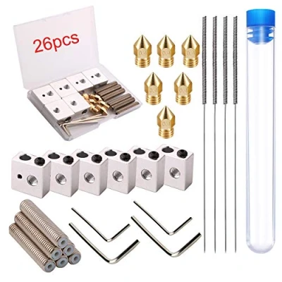Afbeelding van Runcci 6 stuks 30 mm lengte extruder 1,75 Teflon Throat tube en 0,4 messing spuitkop printkoppen verwarming blokken hotend voor Makerbot Anet A8 3D printer