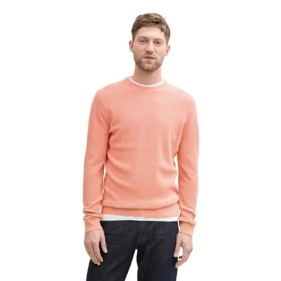 Afbeelding van TOM TAILOR heren trui, 37383 Hazy Coral Rose Melange, 3XL